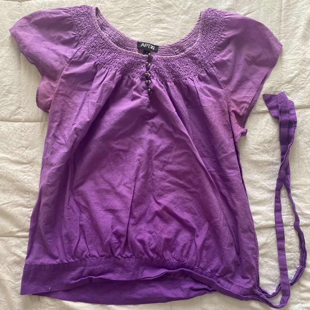 Purple Blouse with Tie up Decoration